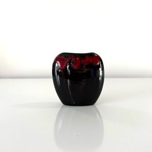 Vintage 80s Mini Drip Glaze Signed Ceramic Bud Vase
